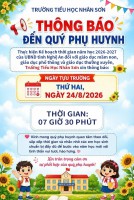 THÔNG BÁO TỰU TRƯỜNG